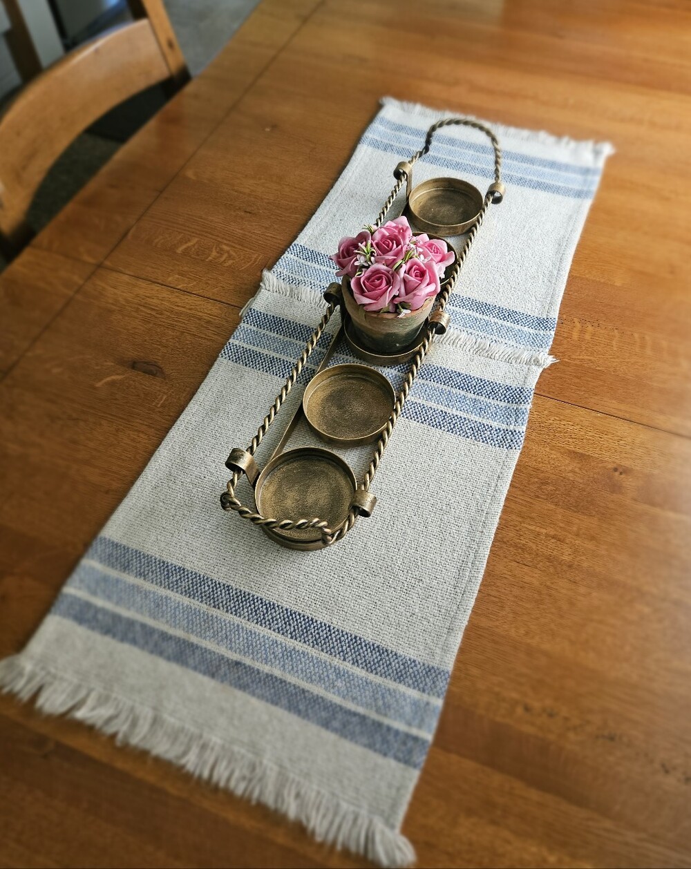 Brass 4 Piece Candle Holder Centerpiece